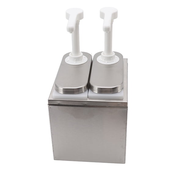 NFTIGB Sauce Dispenser Plastic and Stainless Steel Condiment Pump Station Double Pump 1L (33.8 oz) For Kitchen Home Restaurant Heavy Duty Rust-proof Syrup Ketchup Mayo Mustard Dispensing Tool