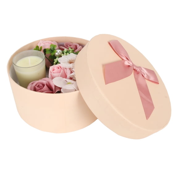 NFTIGB Scented Candle Artificial Roses Pleasant Fragrance Aromatherapy Round Gift Box for Anniversary Birthday Holiday, 6.5" x 6.5" x 3.5" / 16.6 x 16.6 x 8.8 cm