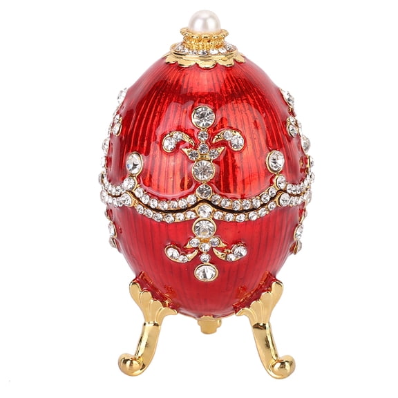 NFTIGB Shiny Diamonds Easter Egg Metal Crafts Home Desktop Decor Jewelry Box Organizer, Hand-Embedded Artificial Diamonds Trinket Box Gifts for Necklaces Pearls, 3.7 inches / 9.4 cm