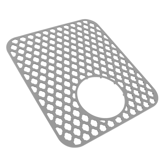NFTIGB Silicone Kitchen Sink Mat Protector with Side Drain Hole Anti-Slip Scratch-Resistant Grid Easy Maintenance Gray 13.6 x 11.6 inches / 34.5 x 29.5 cm Heavy Duty Dish Washing Cushion