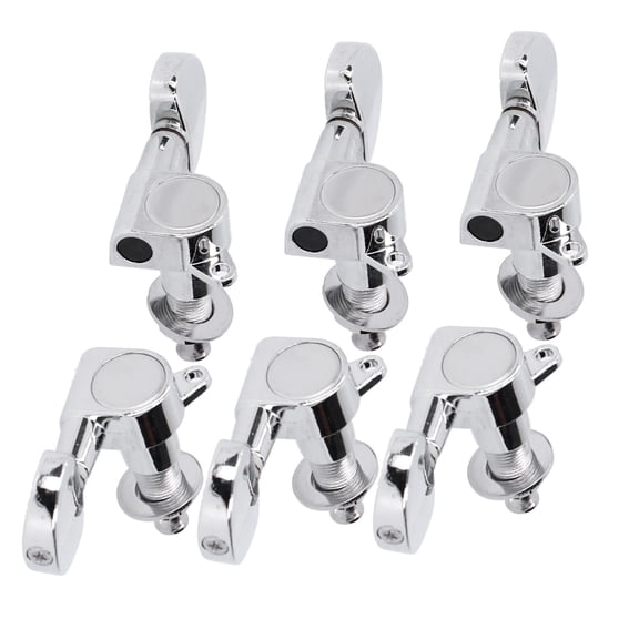 NFTIGB Silver Guitar Locking Tuners Head Knobs Tuning Pegs 3 Left 3 Right Musical Instrument Accessories Set Solid Heavyweight Design (3.94 inches / 10 cm) [cite: 28]