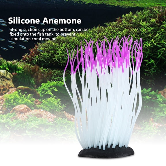 NFTIGB Simulation Artificial Silicone Sea Anemone Coral Ornament for Aquarium Fish Tank Decor, Glow in the Dark Aquatic Landscape Enhancer, Safe and Non-Toxic Submersible Decoration, Purple color
