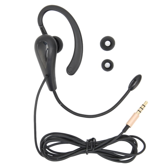 NFTIGB Single Sided Ear Hook Call Center Headset, 3.5mm Customer Service Headphone with Directional Microphone for Laptop Mobile Phones, TPE Material, 5.9ft / 1.8m