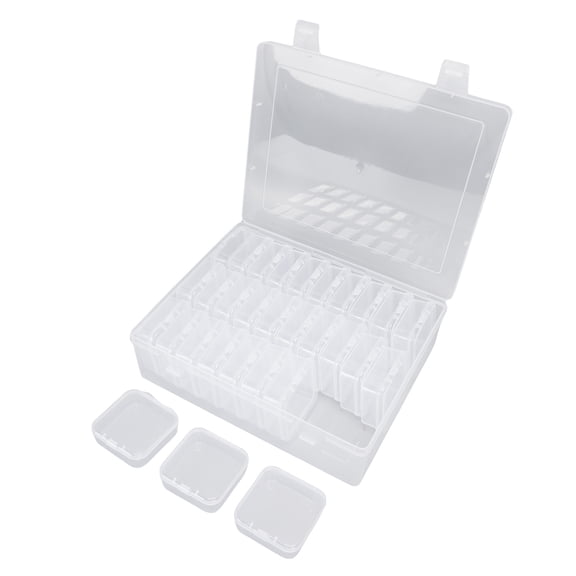 NFTIGB Small Bead Organizers and Clear Plastic Storage Containers Set, Includes 30 Mini Transparent Boxes with Hinged Lids and 120 Blank Label Stickers for Craft Supply, Jewelry, and Rhinestone Case