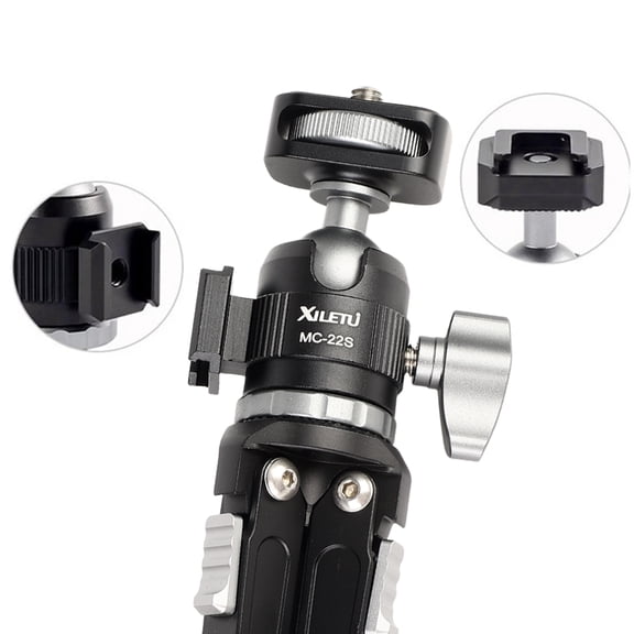 NFTIGB Small Desktop Tripod Multifunctional 6.61 lbs / 3kg Load Aluminum Alloy Height Adjustable 6.1 inches / 155 mm Tripod Stand with Ball Head for Vlog Live Streaming