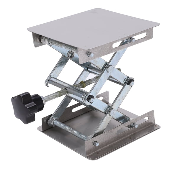 NFTIGB Small Stainless Steel Lifting Platform, Manual Miniature Lift Stand Table Replacement Part & Accessory for RC Cars, Adjustable Height 1.7 to 6.1 Inches, Silver and Black, 1 Piece