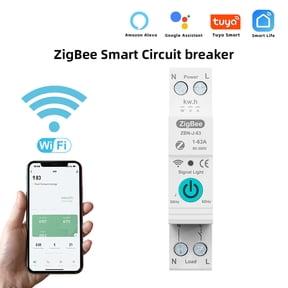 NFTIGB Smart Circuit Breaker 63A 220V, Wireless Remote Control Switch for Home, Voice Command App Compatible, Din Rail Mount, White, 3.4 inches / 8.6 cm[cite: 1]