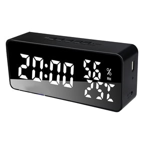 NFTIGB Smart Digital Alarm Clock for Bedrooms with APP Control 100 Color Changing LED Mirror Desk Clock 7.28 inches / 18.5 cm Voice Recorder Snooze Mode Temperature Humidity Display
