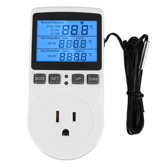 NFTIGB Smart Digital Thermostat Temperature Controller Socket Outlet Timer with Blue Backlight for Homebrew Fermenter Greenhouse Aquarium Reptile