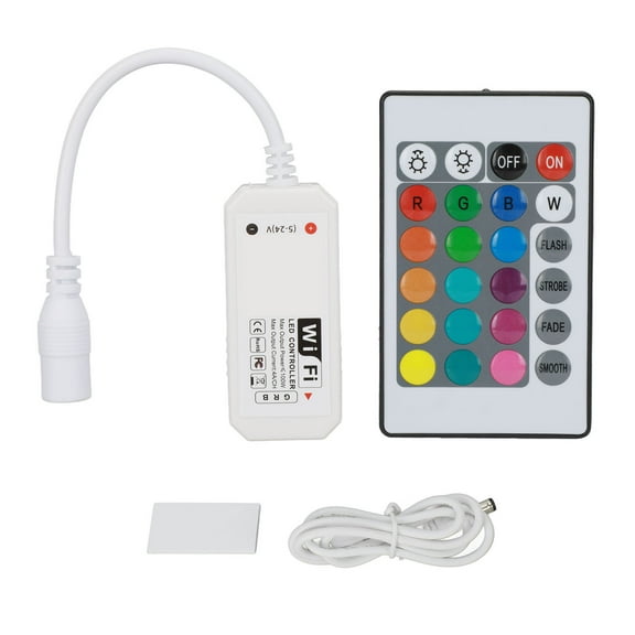 NFTIGB Smart WiFi LED Controller 4 Pin Cable RGB LED Strip Lights Wireless Controller with Remote Control for 5V Strip Lights App Control Compatible with Mobile Devices Easy Setup