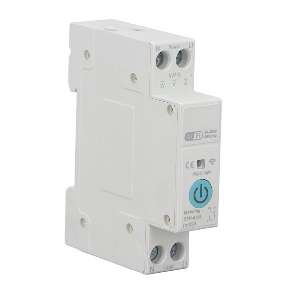 NFTIGB Smart WiFi Switch Circuit Breaker 1P 63A Manual Remote Voice Control Power Metering Timer Relay for Tuya 90-300V Home Automation Din Rail Mount (3.54 inches / 9.00 cm)