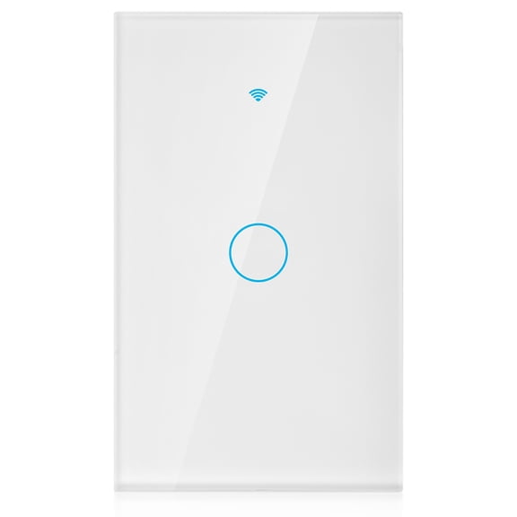 NFTIGB Smart WiFi Touch Screen Switch Single-Pole, Works with Alexa & Google Assistant, 1-Way AC 90-250V Panel for Home Improvement, White (4.72 inches / 12 cm) 1 Pack