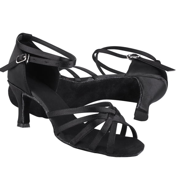 NFTIGB Soft Comfortable Latin Shoes Fashion Dance Shoe for Women Black Size 6 (US). Features 2.75 inches / 7 cm Heel for Ballroom Salsa Performance and Practice