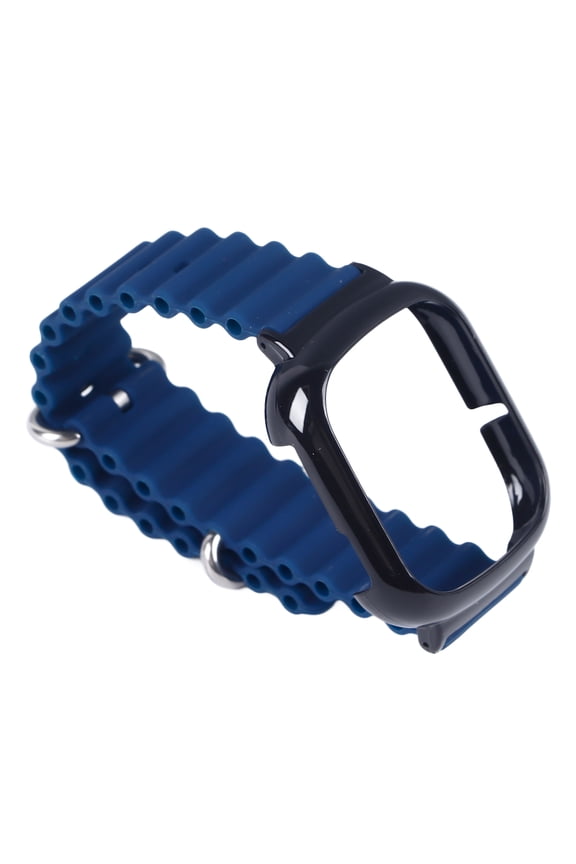 Soft Silicone Replacement Watch Band and PC Protective Cover 2-in-1 Set Compatible for Honor Watch 4 Smartwatch Ocean Style Midnight Blue (6.3 inches / 16.00 cm)