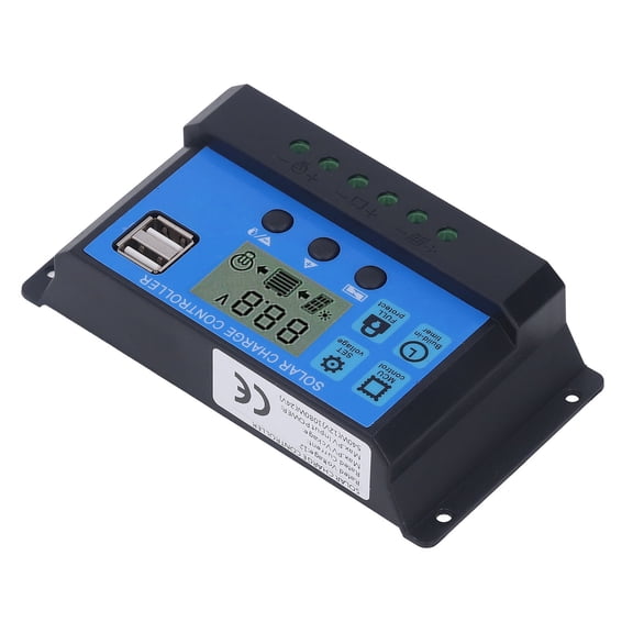 NFTIGB Solar Charge Controller Dual USB 5V Output PWM Charging Control Regulator 12V 24V 40A with LCD Display for Home Renewable Energy Panels 5.51 inches / 14 cm Length[cite: 1]