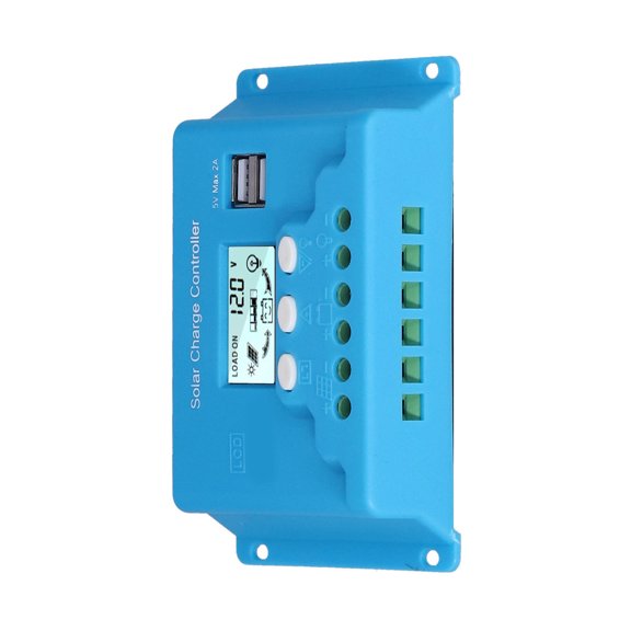 NFTIGB Solar Charge Controller LCD Display Smart Energy Regulator 10A 12V 24V Automatic Identification Anti Backfill Circuit Protection with USB Port 5.5 inches / 14 cm