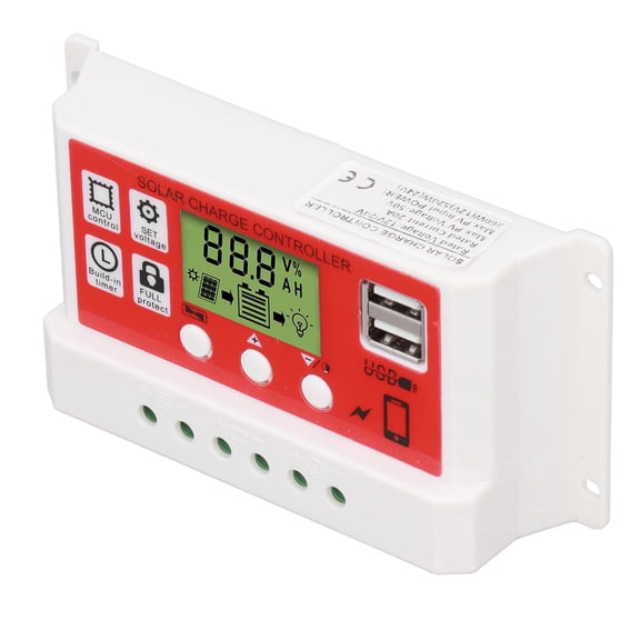 NFTIGB Solar Charge Controller PWM Lithium Battery Photovoltaic Charge Regulator LCD Display 12V/24V 20A