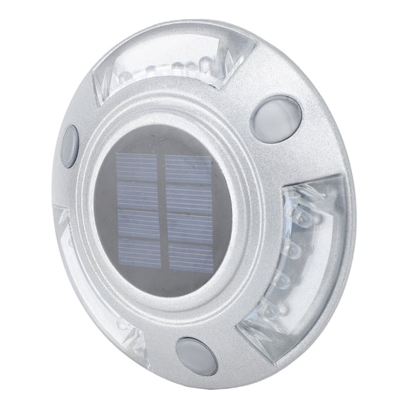 NFTIGB Solar Deck Lights Driveway Dock Lights 12 Led IP68 Waterproof Outdoor Warning Step Lights for Garden Yard Silver Bright White Light (5.5x5.1in/14x13cm)