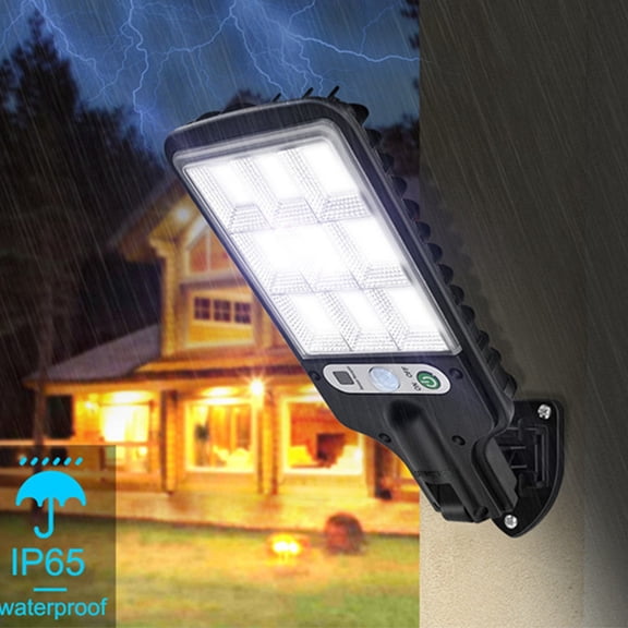 NFTIGB Solar Outdoor LED Wall Light PIR Motion Sensor Security Street Lights Waterproof 120 Degree 3 Modes with Remote Control, Black (72 SMD, 8.8x3.3 inches / 22.5x8.4 cm)
