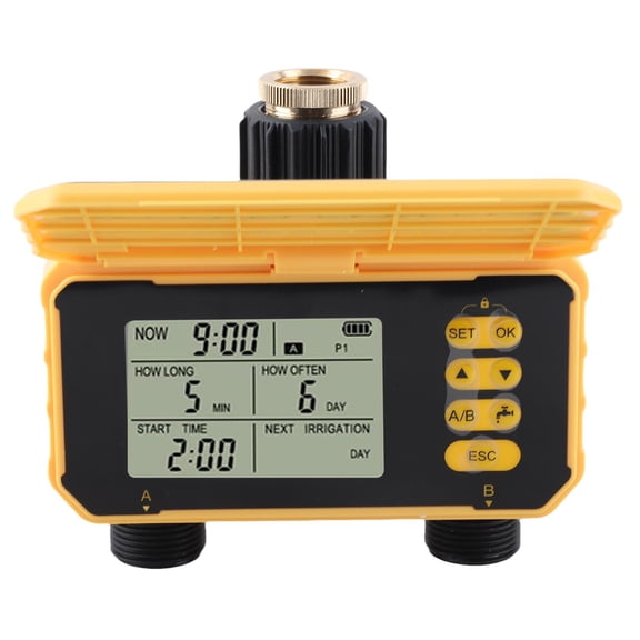 NFTIGB Solar Sprinkler Timer Double Outlet Automatic Watering System Irrigation Controller (7.09 in / 18 cm)