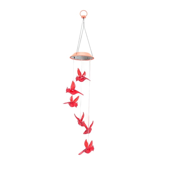 NFTIGB Solar Wind Chime LED Flame Bird Light Outdoor Decorative Waterproof Hanging Colorful Landscape Lantern Lamp for Yard Garden Patio Deck Porch, 28.3 inches / 72.0 cm Red