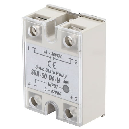 NFTIGB Solid State Relay DC AC SSR-60A-DA-H Non-Contact Switch 24-480VAC Load Control High Quality Electrical System Components (7.00 x 5.00 x 4.00 inches / 17.78 x 12.7 x 10.16 cm)