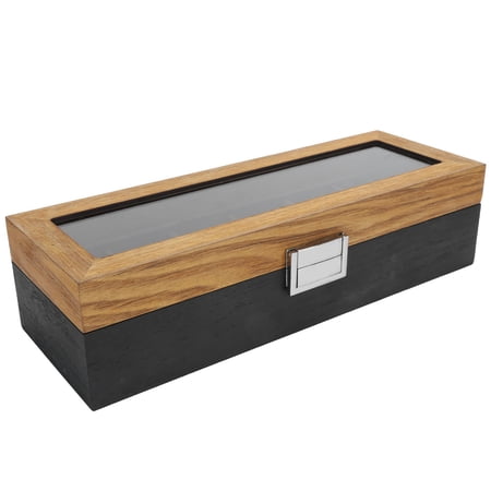 NFTIGB Solid Wood 6 Slot Watch Box Display Storage Case Simple Classic Vintage Organizer 13.78 inches / 35 cm