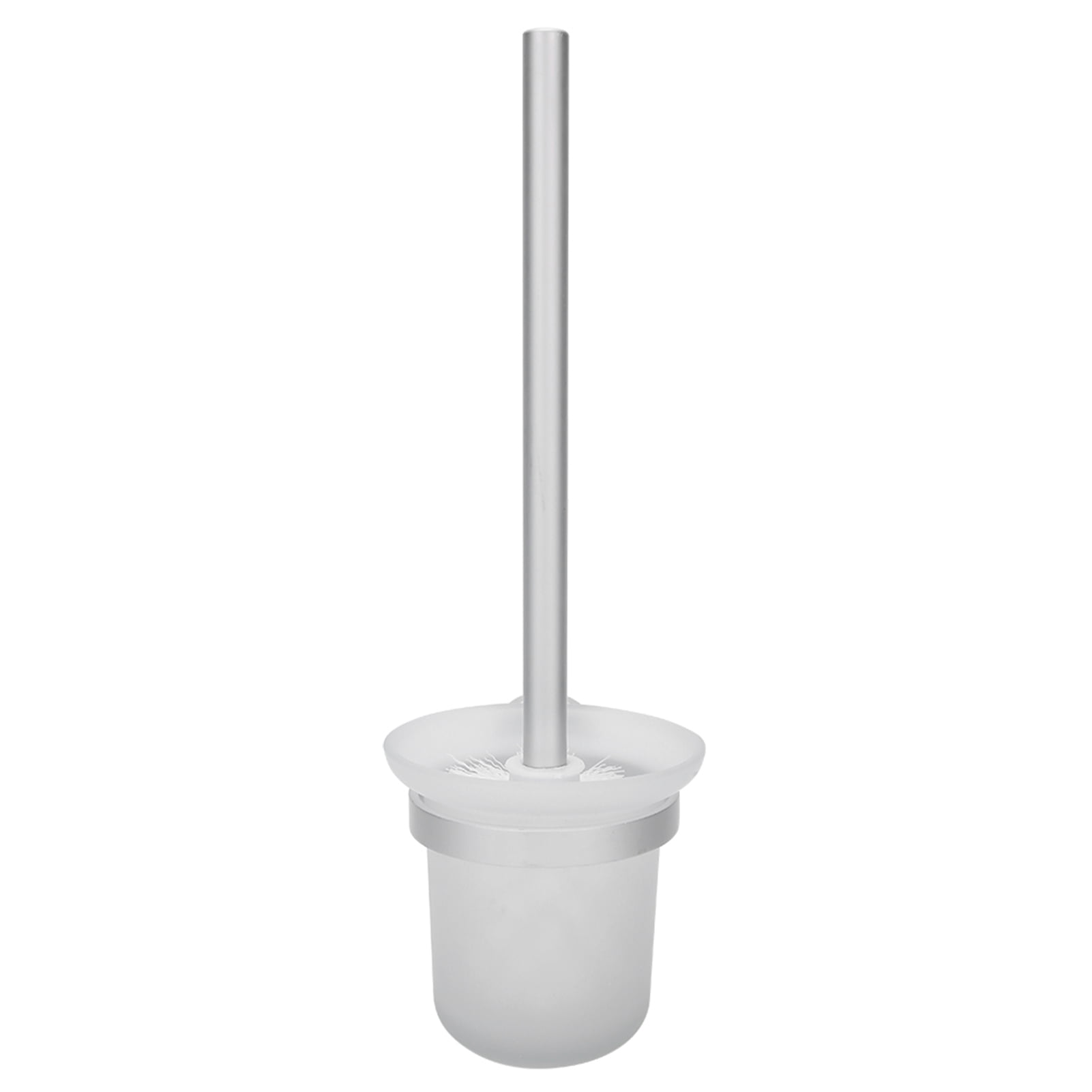 NFTIGB Space Aluminum Wall Mounted Toilet Brush and Holder Set, Matte Finish Ceramic Cup, Modern Bathroom Cleaning Tool Accessories with Ergonomic Handle, 9.8 inches / 25 cm Rod, Compact Size