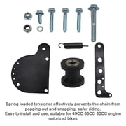 NFTIGB Spring Loaded Chain Tensioner Kit Metal Pulley Chain Adjuster Compatible with 49CC 66CC 80CC Engine Motorized Bike, Adjustable Heavy Duty Replacement Parts, Black