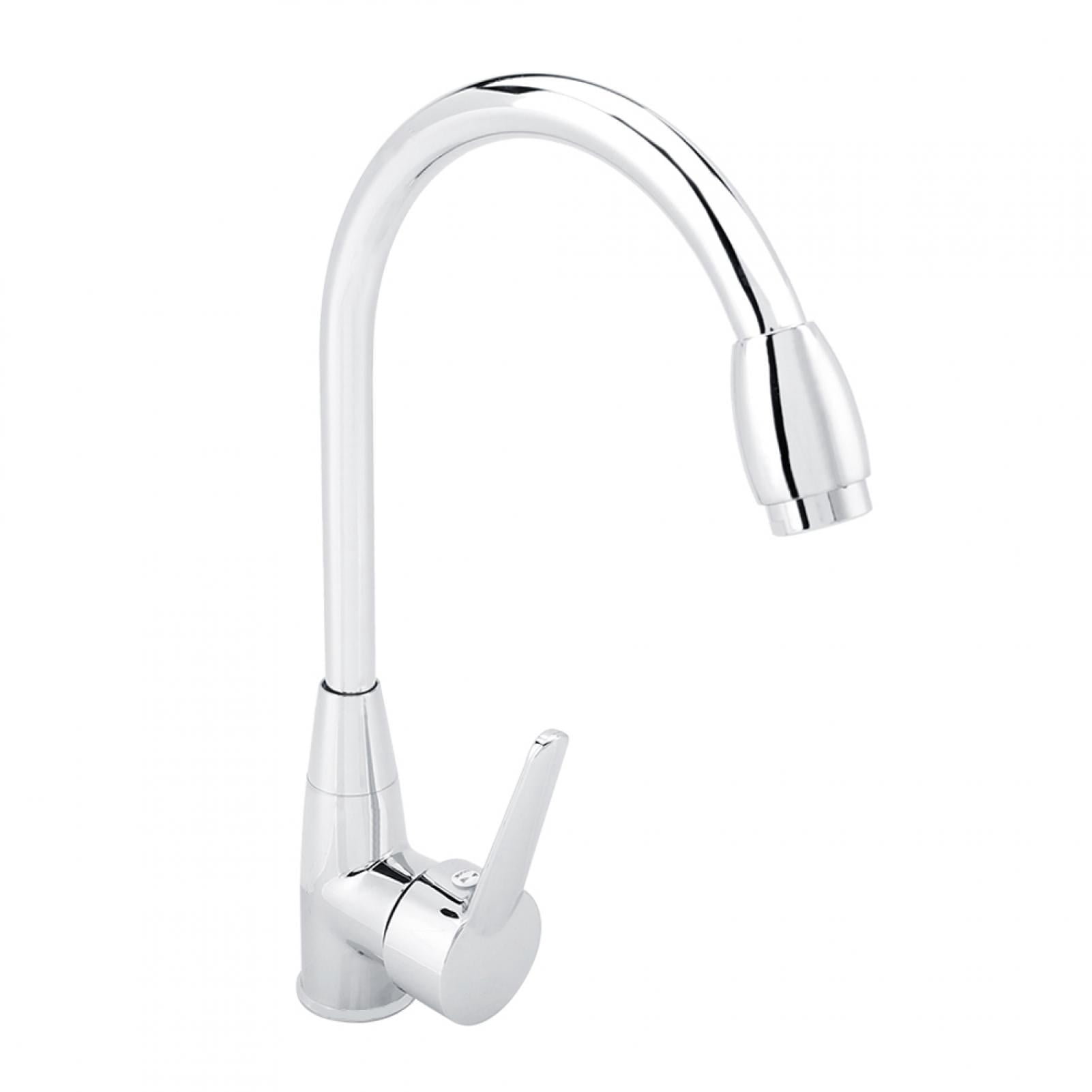 NFTIGB Sturdy Silver Zinc Alloy Kitchen Sink Faucet Single Hole Single Handle Hot and Cold Mix Tap with 360 Degree Rotation Swivel Spout and 23.6 Inches / 60 cm Installation Pipe