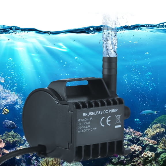NFTIGB Submersible Water Pump Electric 500L/H Small Fountain Pump with Max 4.9ft Lift, 6.5ft USB Cable and Suction Cup Base, Portable Mini Pump for Fish Tank, Pond, Aquarium, Pet Drinking