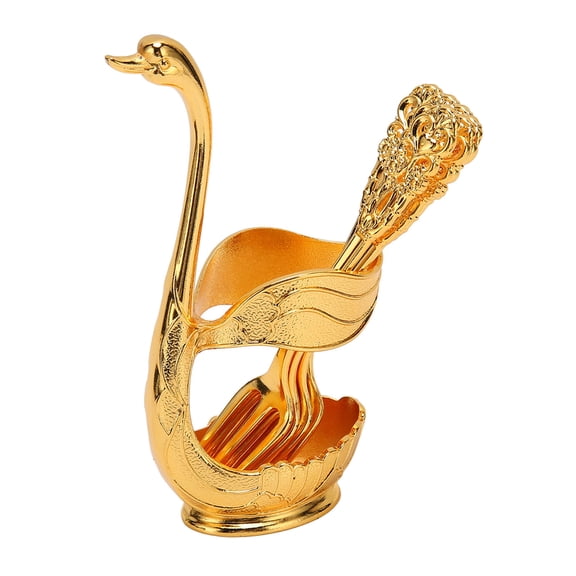 NFTIGB Swan Base Holder Coffee Dinnerware Set European Style Light Luxury Innovative Swan Base Holder with 6pcs Forks