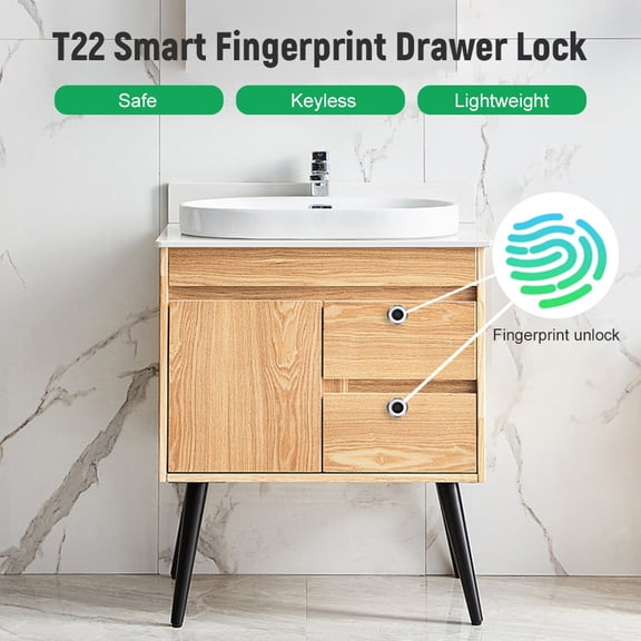 NFTIGB T22 Smart Fingerprint Drawer Lock Keyless Biometric Cabinet Lock USB Rechargeable Anti-Theft Electronic Security System for Home Office Furniture Wardrobe Suitcase Silver