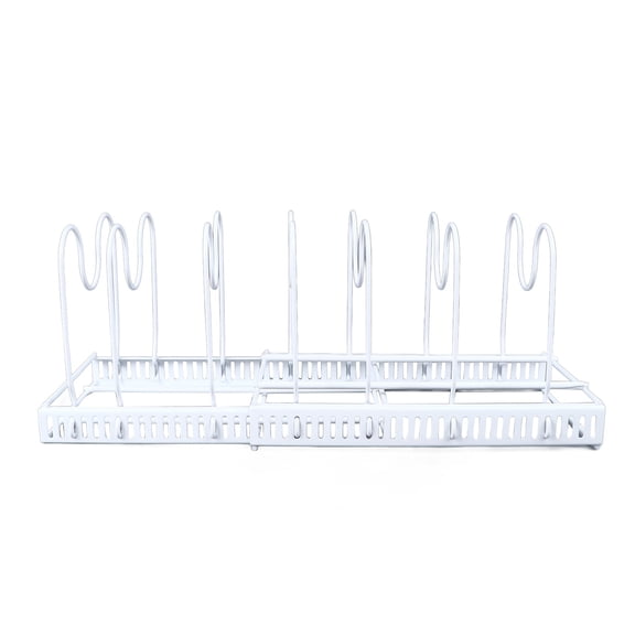 NFTIGB Tabletop Pot Pan Organizers Rack Iron Adjustable Expandable Holder with 7 Dividers for Kitchen Cabinet Pantry Bakeware Lid Storage, 11.8 to 22.8 inches / 30 to 58 cm, Black