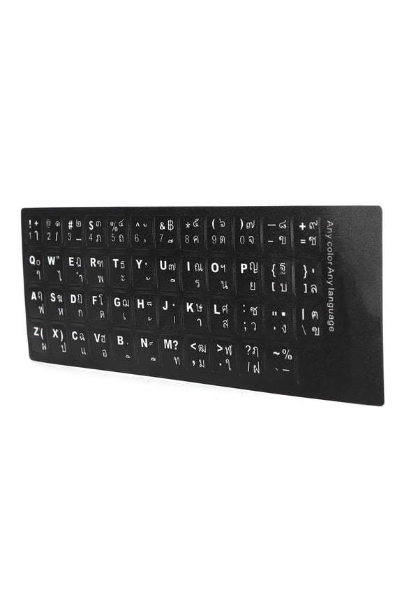 Thai Keyboard Sticker Replacement Waterproof PVC Decal for Laptop Desktop PC Computer Keyboards, Clear Visible White Lettering Key Cover Overlay, Fits 10-17 inches / 25.4-43.2 cm