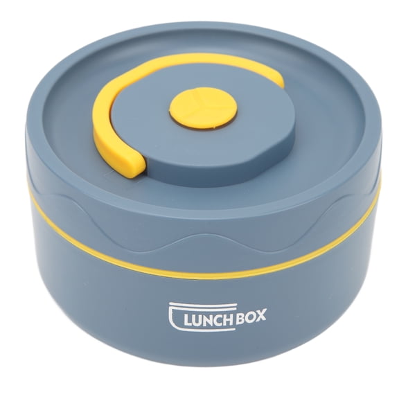 NFTIGB Thermal Cooking Pot 440ml / 14.8 oz 304 Stainless Steel Double Layer Portable Round Shape Thermal Lunch Container Deep Sea Blue