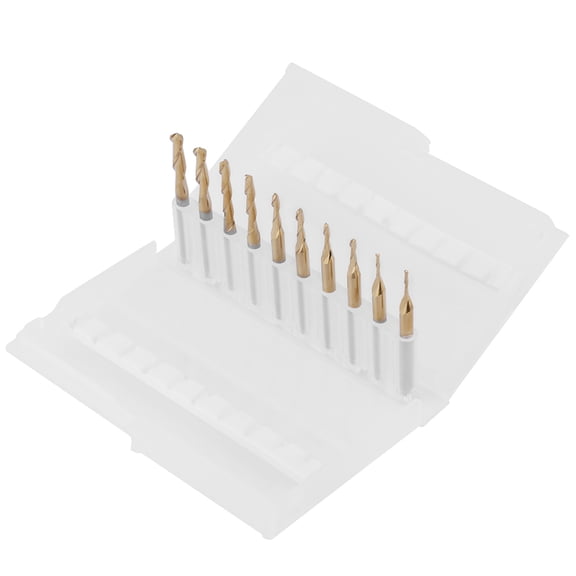 NFTIGB Titanium Coated Ball Nose Milling Cutter Bits Set, 1/8 in Shank, 10 Piece
