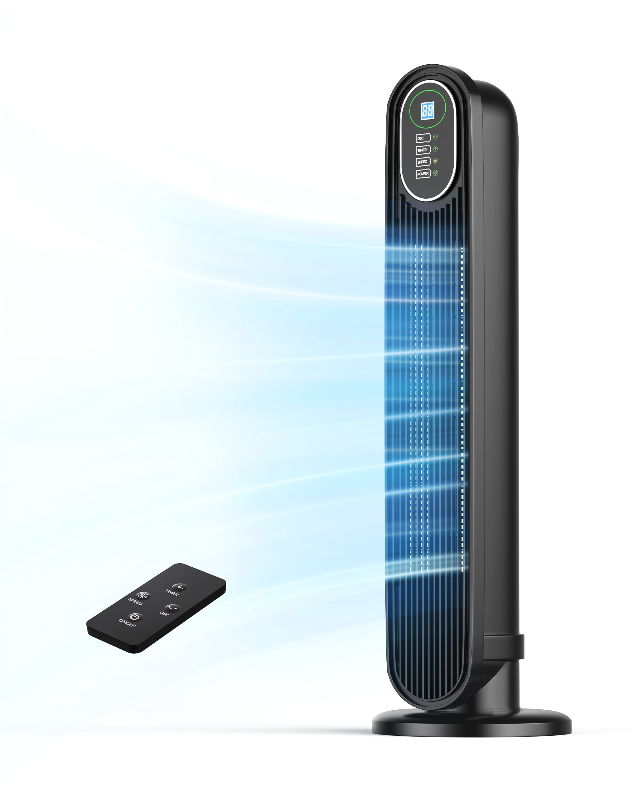 NFTIGB Tower Fan for Home, Oscillating Quiet Fans with Remote, 9H Timer, 3 Speeds, 30inch, Black, 2026, New