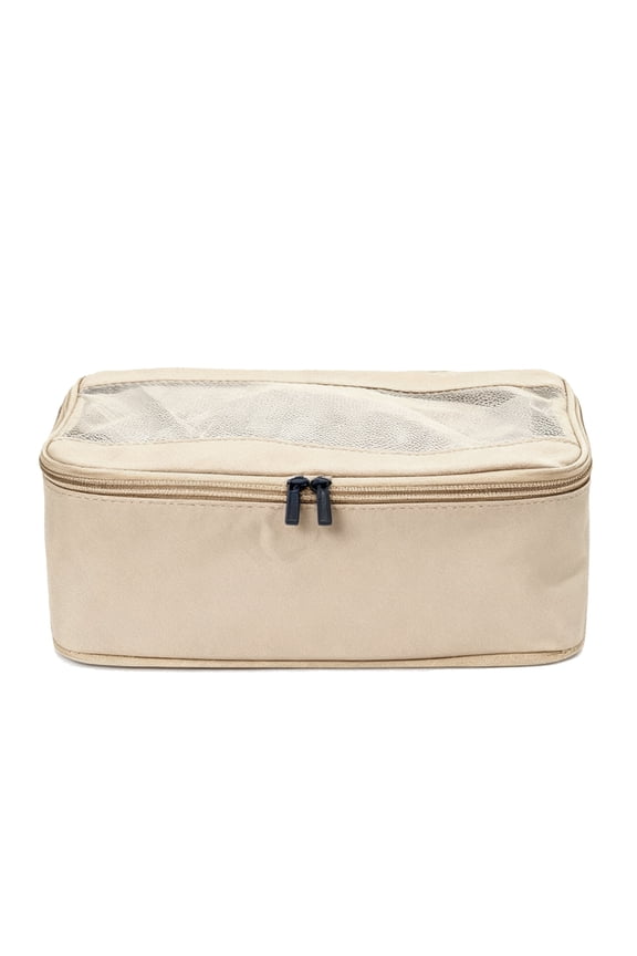 Travel Compression Clothing Storage Bag, Reusable Waterproof Oxford Cloth Suitcase Packing Cube for Pants Tops Shoes, Coffee Color, 13.4x4.7x7.5 in / 34x12x19 cm