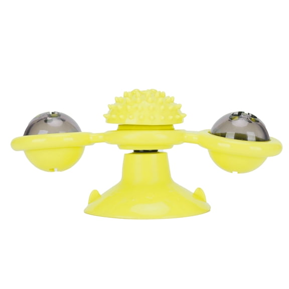 NFTIGB Turntable Interactive Cat Toy Windmill Teasing Toy with LED Light and Catnip Ball, Rotatable Interactive Pet Toy for Indoor Cats, 6.69 inches / 17.0 cm Length, Yellow, Relieves Anxiety