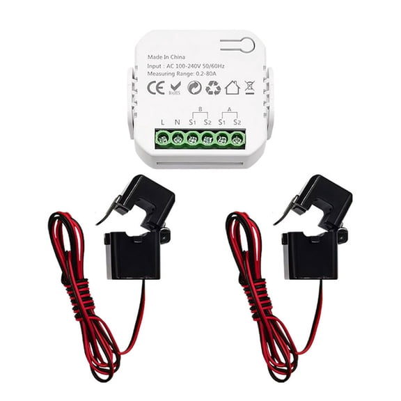 NFTIGB Tuya ZigBee Smart Bidirectional Energy Meter 2 Channels Voltage Current Power Monitoring App Control 2 CTs Included (1.85 inches / 4.7 cm)