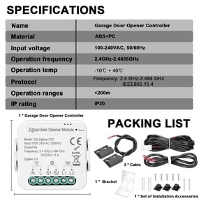 NFTIGB Tuya ZigBee Smart Garage Door Opener Controller Hub Module Compatible with Alexa and Google Home Voice Control Remote App Real-Time Status Monitor Schedule Timer Share Access