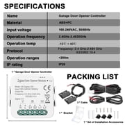 NFTIGB Tuya ZigBee Smart Garage Door Opener Controller Hub Module Compatible with Alexa and Google Home Voice Control Remote App Real-Time Status Monitor Schedule Timer Share Access