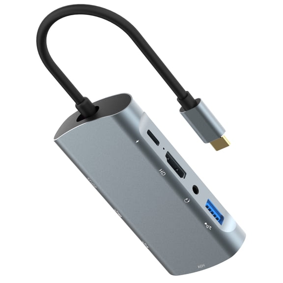 NFTIGB USB C Hub 9-In-1 Multiport Docking Station Type C to PD USB 3.0 USB 2.0 Card Reader HD VGA Support 4K 30Hz Output Converter (9.25 inches / 23.5 cm)