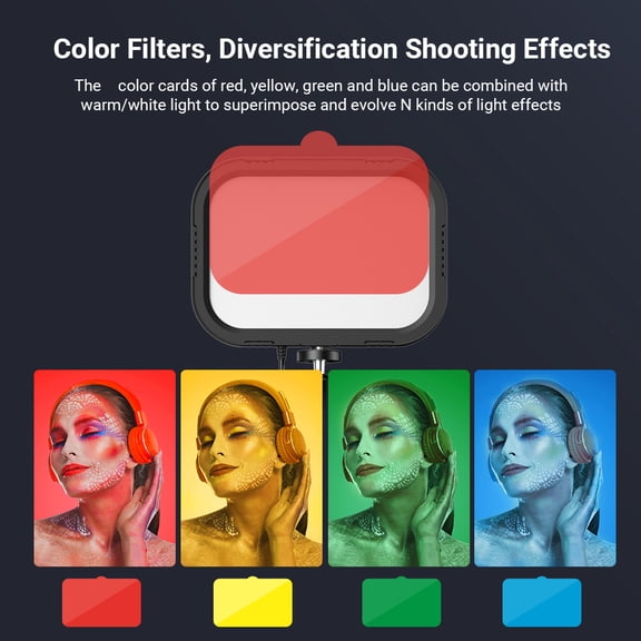 NFTIGB USB LED Video Light Photography Fill Light Video Conference Lighting Kit 3300K-5600K 10-Level Brightness with Metal Light Stand Flexible Ballhead Remote Control Color Filters, 2-Pack