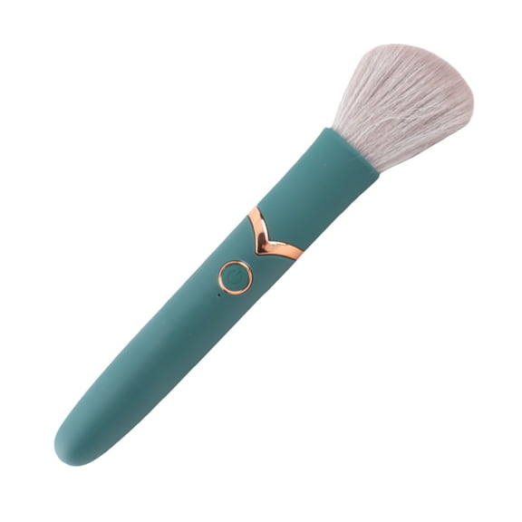 NFTIGB USB Rechargeable Electric Makeup Brush, 10 Gears Vibration Vibrating Beauty Applicator for Liquid Foundation Blush Concealer Eyeshadow, Angled Soft Fluffy Bristles, Green (7.09 inches / 18 cm)