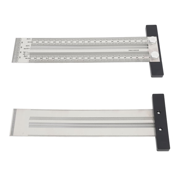NFTIGB Ultra Accurate Marking T Ruler Stainless Steel Woodworking Scribing Carpenter Square Measuring Tool 200mm / 7.87 inches