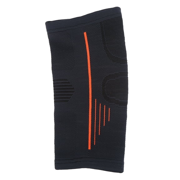 NFTIGB Unisex Sports Nylon Elbow Pad Brace Support Sleeve Protector Guard for Basketball Volleyball Weightlifting Gym Workout Breathable Compression Arm Wrap - Black & Orange, One Size (9.05 inches)