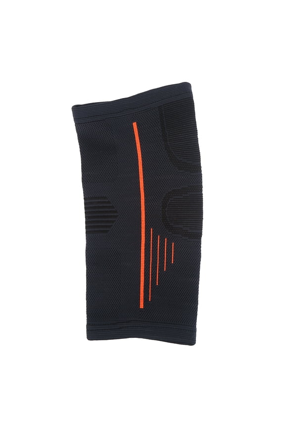 Unisex Sports Nylon Elbow Pad Brace Support Sleeve Protector Guard for Basketball Volleyball Weightlifting Gym Workout Breathable Compression Arm Wrap - Black & Orange, One Size (9.05 inches)