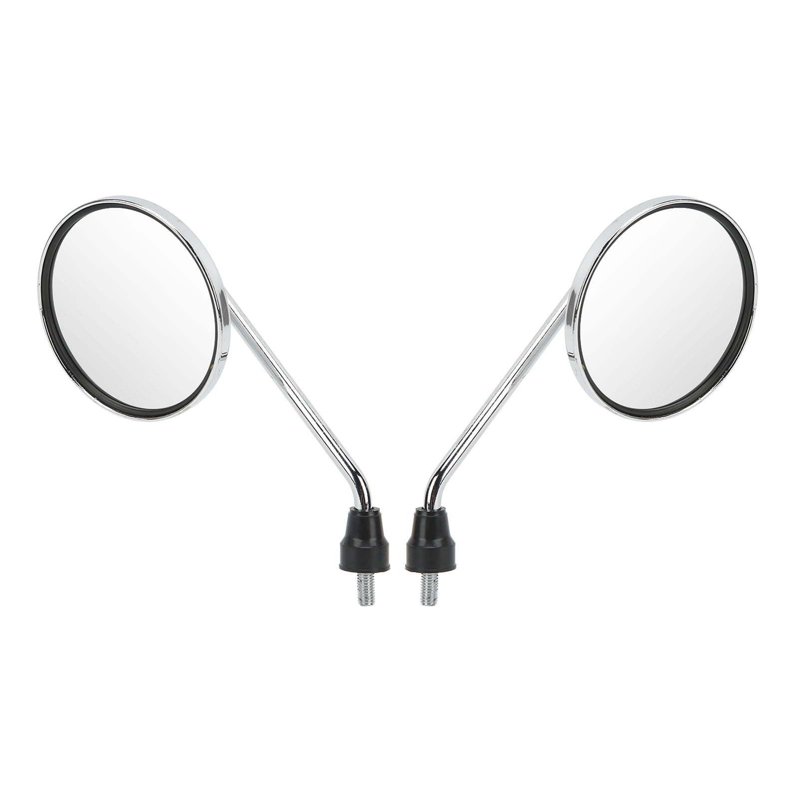 NFTIGB Universal 8mm Motorcycle Rearview Mirror Chrome Plated 104mm / 4.1 inches Round Side Handlebar Mirrors Pair for Street Bikes Scooter Cruiser ATV